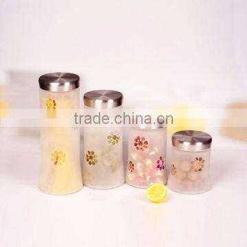 sading frosted 4pcs decoration sanding frosted glass jar set