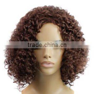 2015 fashion style synthetic wig kinky curly brown color