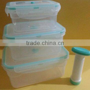 3pcs rectangular vacuum food container set with pump GL9521-B