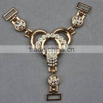 The metal rhinestone heart chain for shoe jewellery