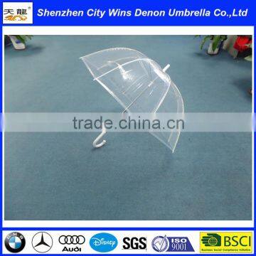 23"8k PVC Umbrella Transparent White, Hook Handle Rain Use Straight Umbrella photo-2