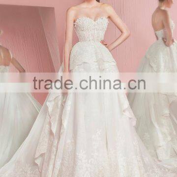 (MY110416) MARRY YOU Ruffle Skirt Bridal Gown Tight Lace Bodice Sweetheart Wedding Dress Alibaba