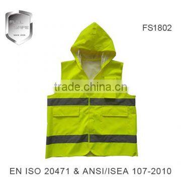 sleeveless pockets reflective jacket with hood