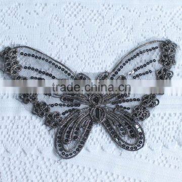 Cheap Sale Butterfly Shape Black Fancy Lace applique Wholesale S10654H