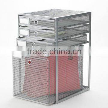 silver metal mesh 4ties drawer/filling tray/desk organizer