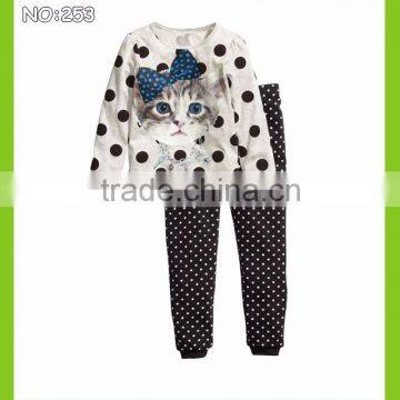 girls cat styling pajamas baby lovely funny pyjamas children cute sleepwear 2-7t kids 100% cotton dot pijamas tinaluling OEM&ODM                        
                                                Quality Choice