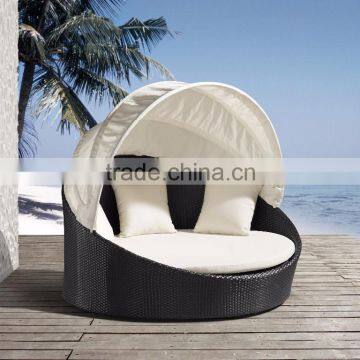 P.E Rattan Luxury Sunbed With Capony - Poly Rattan Wicker Sunbed Patio Furniture
