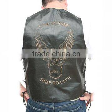 Herren RD-601 Schwarz Lederweste Motorrad / Motorrad/ /Leather Vests / Motorbike Leather vests / Motorcycle Leather Vests,Custom