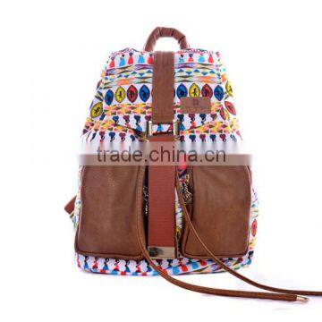100% Factory Whole Sale Floral Fancy Ladies Canvas Backpack photo-6