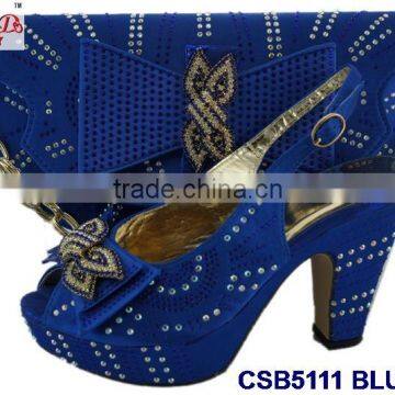 High Rough Heals Shoes and Bag Match Set With Stones Famous in European Style for Young Lady for Wedding /party photo-5