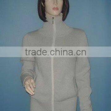 2011-LS130 LADIES LONG SLEEVE HIGH NECK ZIPPER CARDIGAN SWEATER