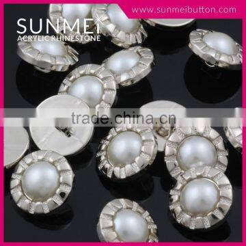 Wholesale Fashion 25mm Silver Shank New Pearl Button for Garment