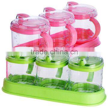 A082 hot sale kitchen plastic spice jar set fot suagr salt (3 box)