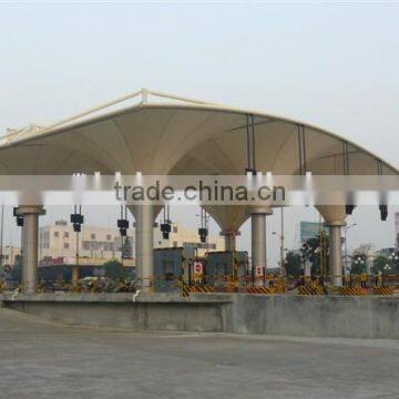 PTFE tensile fabric architecture membrane structure with heat insulation canopy for Toll Station and Sunshade roof