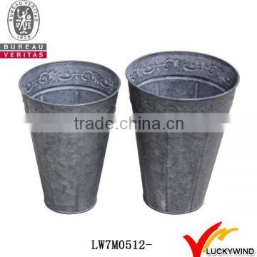 Antique Flower Arrange Galvanized Metal Bucket Vase