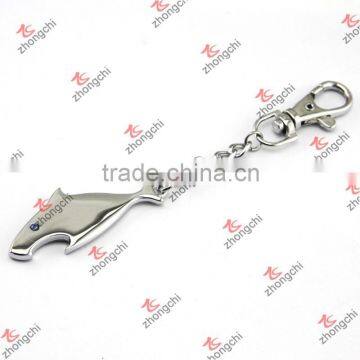 Silver Metal Shark Bottle Opener Keychain Wholesale (KR15121437)