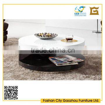 round wood rotating center table double layers extra long coffee table