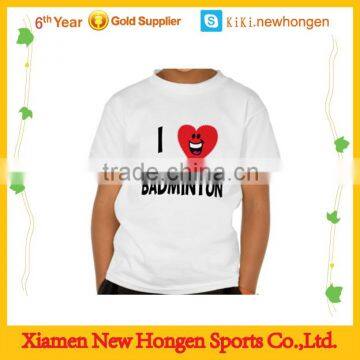 customized kids plain white sublimation badminton jersey dry fit t-shirts