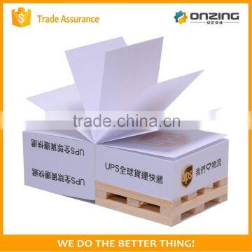 UPS Wood free paper sticky note cube with wooden pallet for promotion