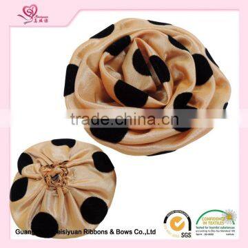 Decorative fabric flower with polka dots satin fabric handmade flowers