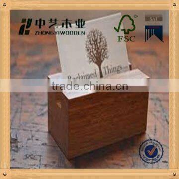 2015 hot selling FSC&SA8000 handmade painting desktop office wood business card holder with manufactured sale