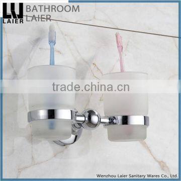 Sleek China Manufacture Chrome Finishing Bathroom Sanitary Items Wall Mounted Double Tumbler Holder