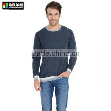 Men Navy Pure Cashmere Sweater, Man Royal Cashmere Pullover