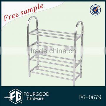 four layers Metal chrome Wire Shoes Rack