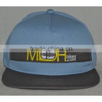 Guangzhou hat factory professional custom 100% cotton/light blue/embroidery logo/flat brim hat