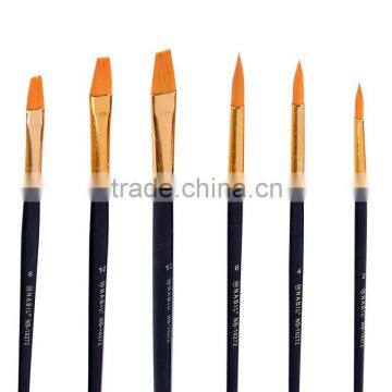 Top Quality Wooden Handle Gold Round And Flat Artist Nylon Brush Oil Acrylic Paint Brush For Professional Artist