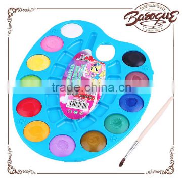 High quality 12pcs water color paint cakes palette set for school,solid powder watercolor cakes in plastic box