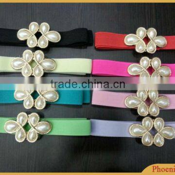 ladies elastic dressy belt with rhinestone