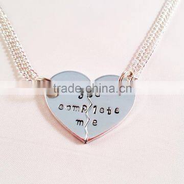 Custom Engravable Stainless Steel BF Broken Heart Pendant Necklace
