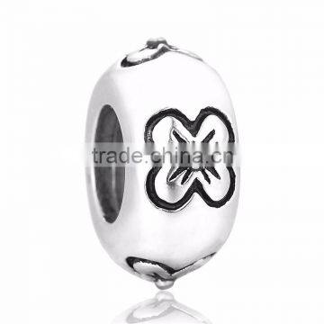 Flower Design Engravable Large Hole Beads Tibetan Silver Beads