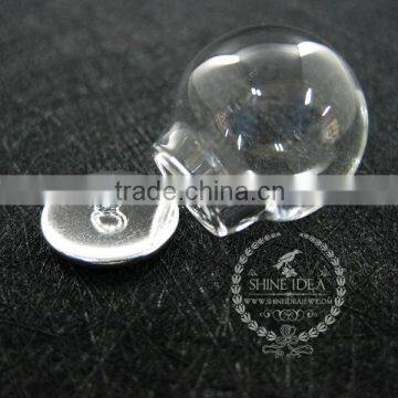Round Vintage Style Silver Bulb Vial Glass Bottle With 20mm Open Mouth DIY Pendant Charm Glass Dome Supplies 1820284