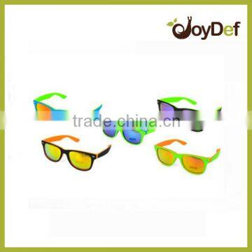 Promotional Two Tone plastic custom sunglasses mirror lens two tone sunglasses with custom logo