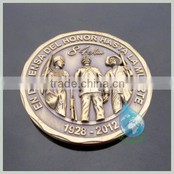 3D bronzed brass round medallion/coin china manufacturers