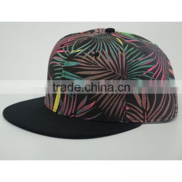 Maple Leaf printing flat bill cap 6-panels snapback cap