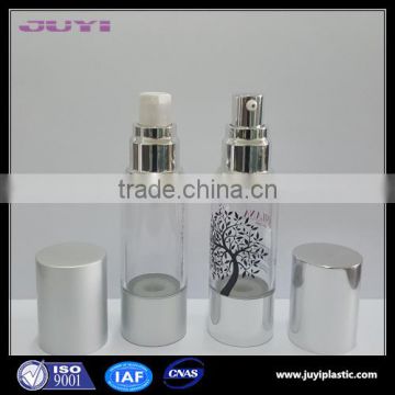 15ml 30ml 50ml silver plastic cosmetic airless pump bottle