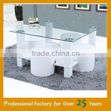 Simple design glass coffee table coffee table and stool JY-06