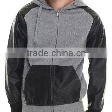 High Quality Leather Sleeves Hoodies