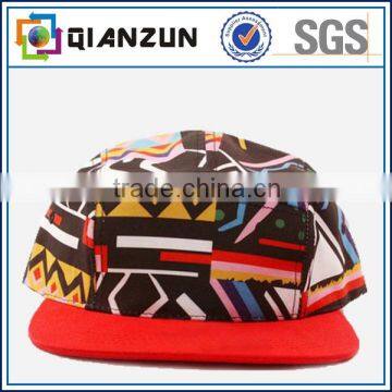 Leather Patch Floral Print Custom 5 Panel Hat/Cap Leather Patch 5 Panel Cap With Leather Label