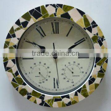 15 Inch 3 in 1 Polyresin Decorative Mosaic Clock photo-2