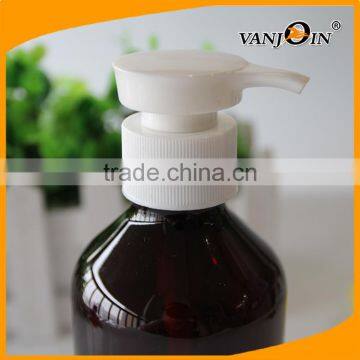 10 oz Cone Top Round Amber Lotion Bottle With White Pump Sprayer photo-3