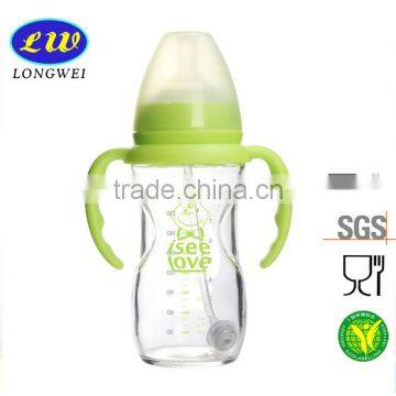 8oz green blue orange color baby glass bottles