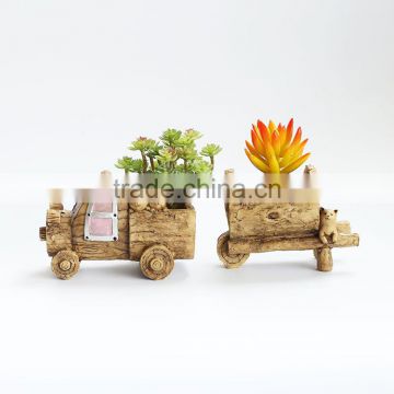 2016 hot sale creative succulent planter zakka car cartoon resin flower pots