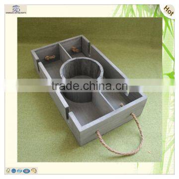 Great Quality Antique Grids Round Hole Compartment Wooden Tray photo-4