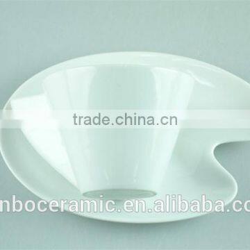 White Stock Cafe Cup and Saucer, Mini Coffee Cup and Saucers With Spoon Factory Cheap Price photo-4