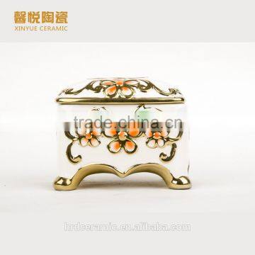 stock ceramic tissue paper box with gold painted tissue box design