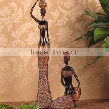 Carving Resin Africa Sexy Woman Statue For Home Decoration